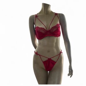 Oh La La Cheri  2pc Satin Lace Bra, Panty NWT-XL